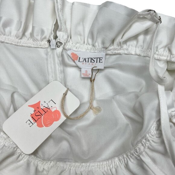 L'atiste By Amy Romper Womens‎ Size Small  White Yellow New Latiste Jumpsuit - Picture 4 of 5